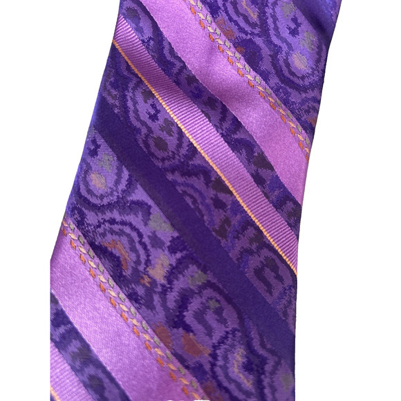 Robert Graham Silk Purple Stripe Jacquard Luxury Necktie Knowledge Wisdom Truth - Picture 3 of 6
